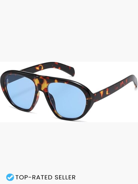 Trendy Aviator Sunglasses Oversized Flat Top UV400 Retro Chic Unisex main image 4